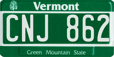 VT license plate CNJ862