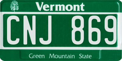 VT license plate CNJ869