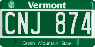 VT license plate CNJ874