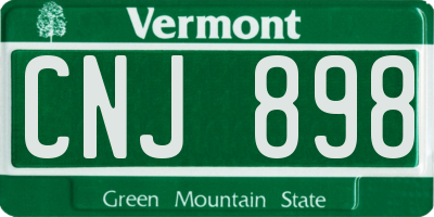 VT license plate CNJ898