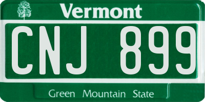 VT license plate CNJ899
