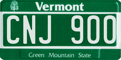 VT license plate CNJ900