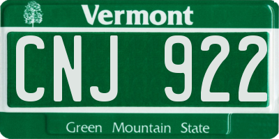VT license plate CNJ922