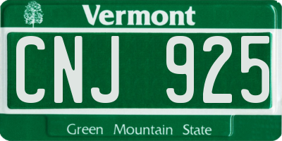 VT license plate CNJ925