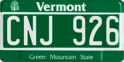 VT license plate CNJ926