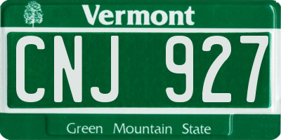 VT license plate CNJ927