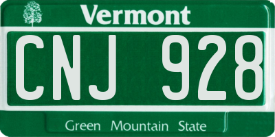 VT license plate CNJ928