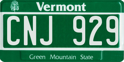 VT license plate CNJ929