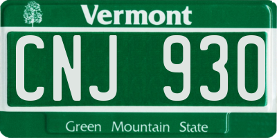 VT license plate CNJ930