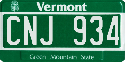 VT license plate CNJ934