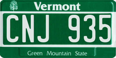 VT license plate CNJ935
