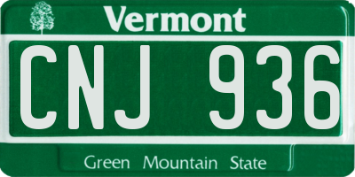 VT license plate CNJ936