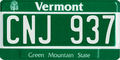 VT license plate CNJ937