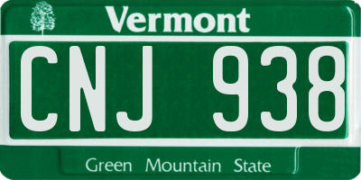 VT license plate CNJ938