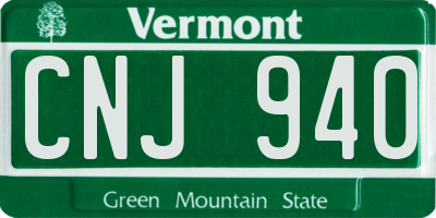 VT license plate CNJ940