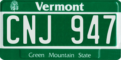 VT license plate CNJ947