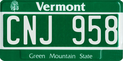VT license plate CNJ958