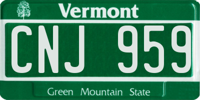 VT license plate CNJ959
