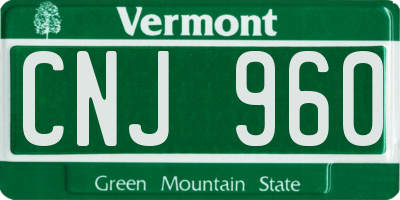 VT license plate CNJ960