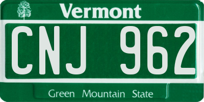 VT license plate CNJ962