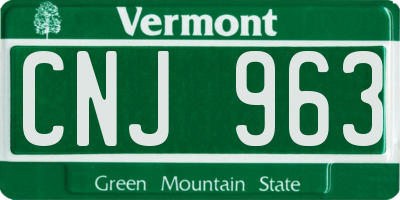 VT license plate CNJ963