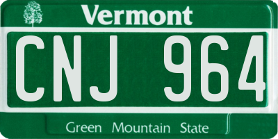 VT license plate CNJ964