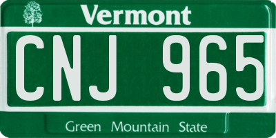 VT license plate CNJ965