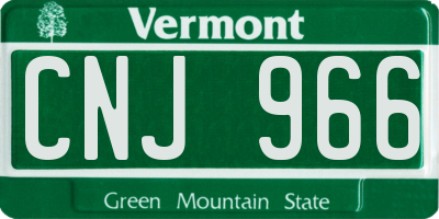 VT license plate CNJ966