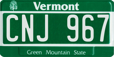 VT license plate CNJ967