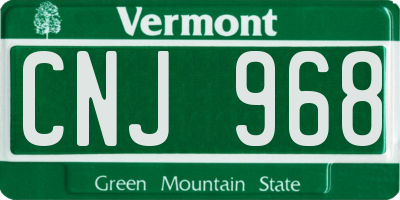 VT license plate CNJ968