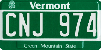 VT license plate CNJ974