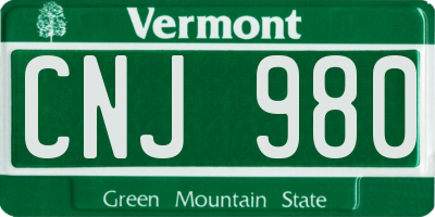 VT license plate CNJ980
