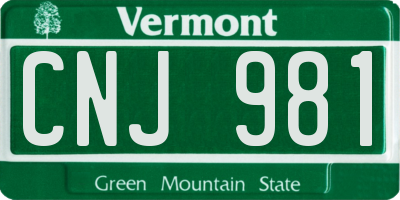 VT license plate CNJ981