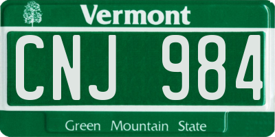 VT license plate CNJ984