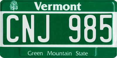 VT license plate CNJ985