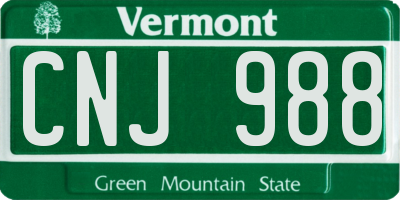 VT license plate CNJ988
