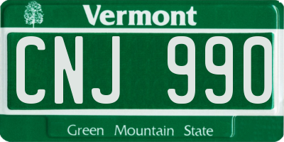 VT license plate CNJ990