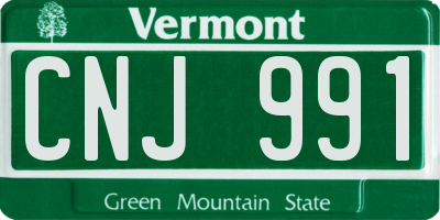 VT license plate CNJ991