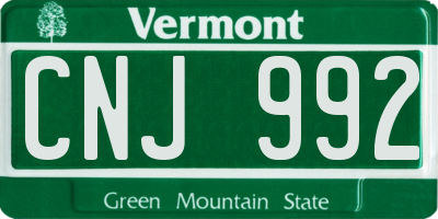 VT license plate CNJ992