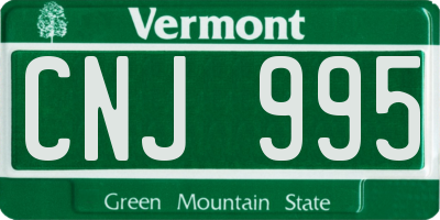 VT license plate CNJ995