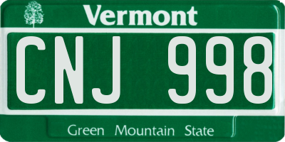 VT license plate CNJ998