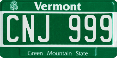 VT license plate CNJ999