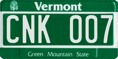 VT license plate CNK007