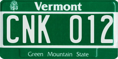 VT license plate CNK012