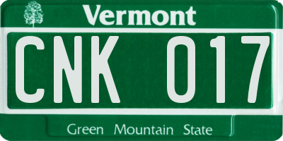 VT license plate CNK017