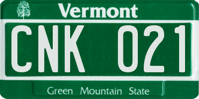 VT license plate CNK021