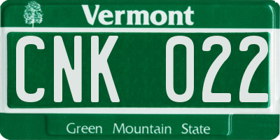 VT license plate CNK022