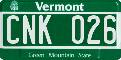 VT license plate CNK026