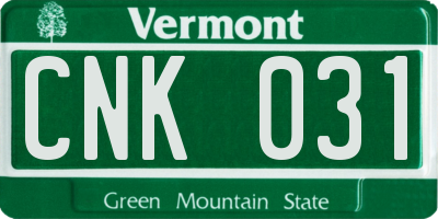 VT license plate CNK031