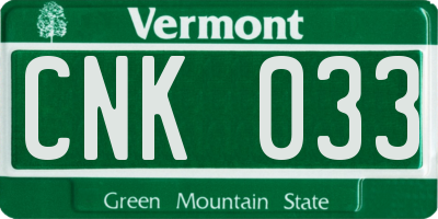 VT license plate CNK033